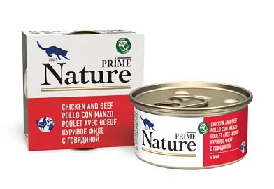 Prime Nature консервы для взрослых кошек с куриным филе и говядиной
